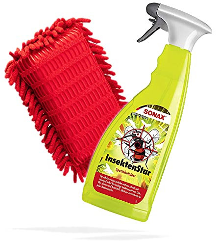 detailmate Set: SONAX InsektenStar 0.75L - Insektenentferner fürs Auto/Motorrad + insektenschwamm 2 Seiten: Insektenreinger - schonende Chenille Lamellen (InsektenStar+Insektenschwamm)