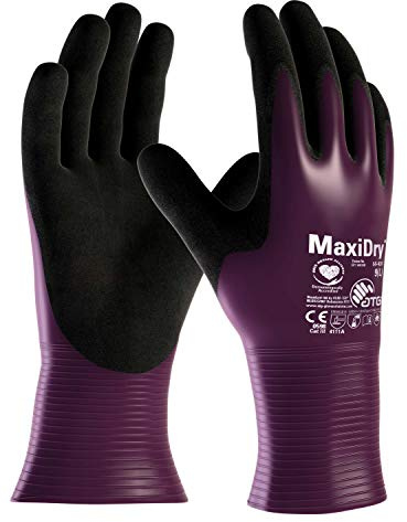 (12 Paar) ATG Handschuhe 56-426 Schutzhandschuhe MaxiDry 12 x lila/schwarz 7 (S)