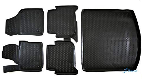 J&J AUTOMOTIVE | Allwetter TPE Gummimatten + Kofferraumwanne Set Für Touran 2003-2015, Anti-Rutsch, Geruchlos, mit Tunnel