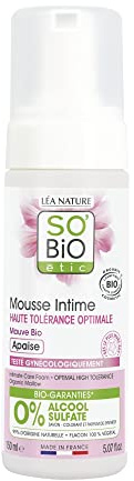 SO'BiO étic - Mousse intime à la Fleur de Mauve bio - Hygiène Féminine - Certifié Cosmebio - Flacon de 150 ml