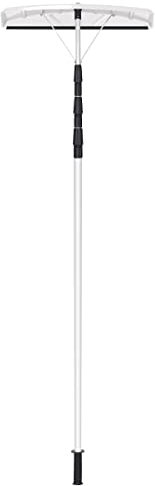 COSTWAY Râteau à Neige sur Le Toit Télescopique Réglable de 201 à 630CM, Outil de Déneigement en Aluminium Extensible avec Poignée Antidérapante, Blanc Argenté