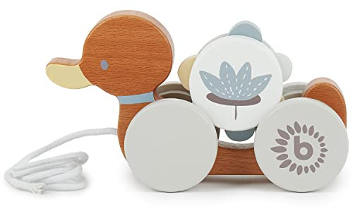 Bieco Nachziehente | Nachziehspielzeug Ab 1 Jahr | Süßes Nachziehtier Aus Holz | Baby Spielzeug Ente Zum Nachziehen | Ziehtiere Ab 1 Jahr | Holzspielzeug Nachzieh-Ente Mit Zahnrad