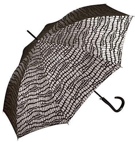Pierre Cardin Stockschirm Damenschirm Automatiköffnung Croco-Optik Metallic Grau