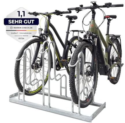 Dreifke Hochwertiger Fahrradständer Standparker Wyk für 3 Fahrräder | Sicherer, robuster Fahrradparker Mountainbike & eBike | einseitig | Stahl verzinkt, wetterfest | platzsparende Hoch-Tief-Stellung