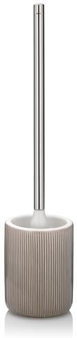 kela Scopino per WC con contenitore 44,5 cm AVA, spazzola per WC con testina sostituibile, set spazzola WC, ceramica, manico in acciaio inox, grigio