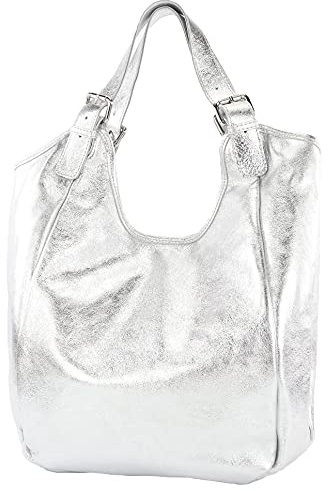 modamoda de T227 Damen Shopper Schultertasche Leder Large, handmade in Italy