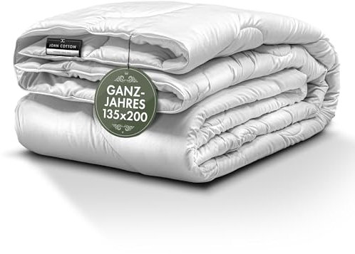 John Cotton New Way Bettdecke 135x200 - Innovativ & Atmungsaktive Steppdecke für Allergiker | Oeko-Test Zertifiziert Bettdecken | Weiche Microfaser Schlafdecke | Ganzjahresdecke 135 x 200 cm