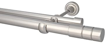 HDTL Gardinenstange Vorhangstange 25/19mm 2-läufig Wandmontage Satin Matt 140 cm Gaja