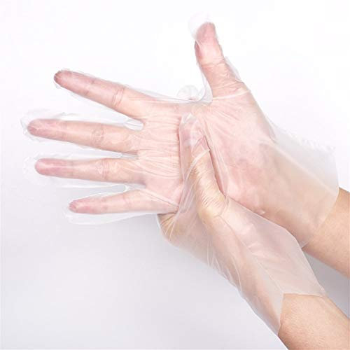 Des Gants Gants jetables 100 épais gants de cuisine de ménage de film plastique de coiffure de coiffure, 100 / boîte (Color : Clear, Size : M)