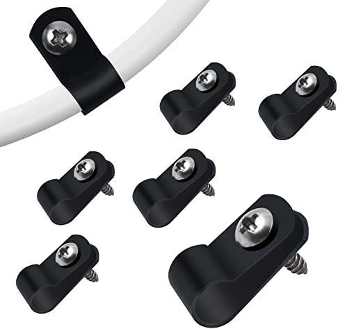 VIPMOON 100 Pcs 1/4 Inch R-Type Cable Clips, Nylon Wire Clips, Black | Cable Management Clips with Stainless Steel Screw, Rope Light Mounting Clips Ideal for Indoor Outdoor