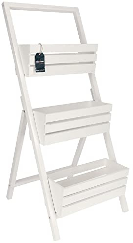 KOTARBAU® Blumenetagere Blumentreppe 3 Etagen für Pflanzen Blumenregal innen & außen Holz 46x58x105 cm Weiß
