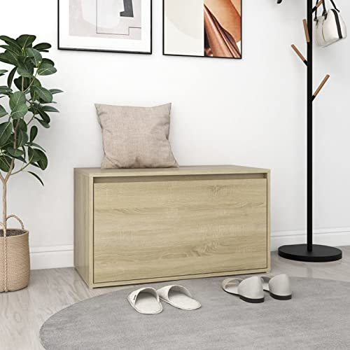 ZEYUAN Flurbank, Sitzbank Esszimmer, Küchenbank, Bank Esszimmer, Hockerbank, Pflanzenbank, Betthocker, Sitzecke Küche, 80x40x45 cm Sonoma-Eiche Holzwerkstoff