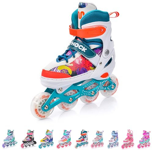 meteor verstellbare 4‑in‑1 Kinder Inline-Skates – Rollschuhe Inliner Schlittschuhe – ABEC‑7 PU‑Räder Aluminiumrahmen – Größen XS 25‑28 S 30‑33 M 34‑37