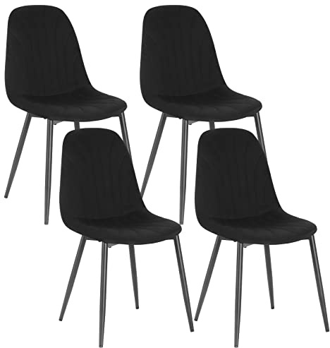 Lestarain Esszimmerstühle 4er Set Samt Schwarz | Ergonomisch Metallbeine Gepolstert Für Küche Für Wohnzimmer