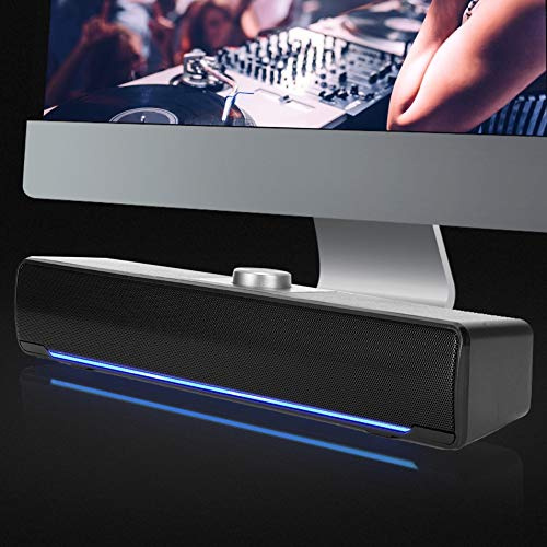 Topiky Barre de Son, Haut-parleurs D'ordinateur, Haut-Parleur pour Ordinateur Portable de Bureau Mini Haut-Parleur Multimédia 3W 2.0 Canaux Accessoire D'ordinateur adapté aux Tablettes (Noir)