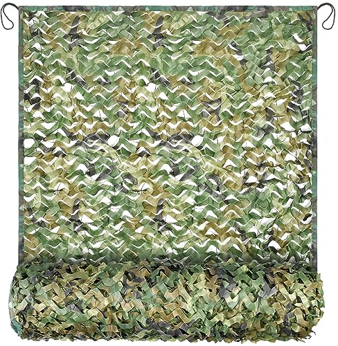 Yeacool Camo Netting Mesh Camouflage Netting Military Surplus Hunting Blind Net for Military Theme Party Decorations Backdrop Sunshade Car Cover Camping Shooting (Woodland Camo, 20ftx20ft, 6m*6m)