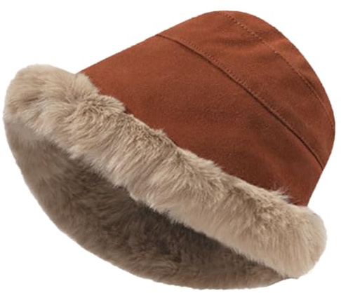 Rayson Dammössor vinter fodrade bred elegant mössa damer vinter tofs med öronskydd fiskarhatt damer vinter vindtät mössa fleece foder, BRUN, one size