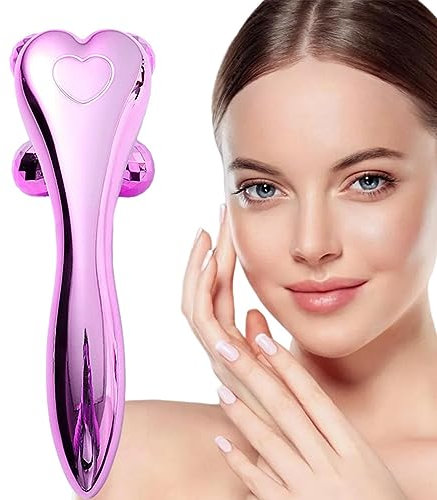 JINGAN Massaggiatore per il viso, con testine rotanti a 360° - Massaggiatore a vibrazione rapida per gli occhi, collo, rullo facciale a forma di V, massaggiatore