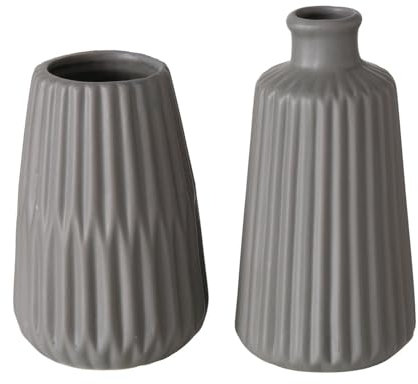 Wackadoo ® Vasen Set 2-teilig skandinavischer Stil Wohnzimmer deko vase (Grau)
