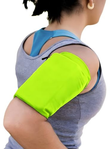 MMOBIEL Handytasche Joggen Dehnbar - Größe L - Handyarmband 30 bis 40cm Armumfang - Sportarmband Arm- Handyhalterung zum Laufen, Radfahren und andere Sportarten für alle Handys - Neongrün