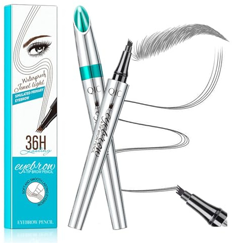 Augenbrauenstift mit 4 Spitze Micro Kopf, Flüssiger Augenbrauen Microblading Stift, Augenbrauenstift Micro 4 Punkt Brauenstift Langanhaltend Wasserdicht Natürliche Augenbrauen Make-up (#5 Rauchgrau)