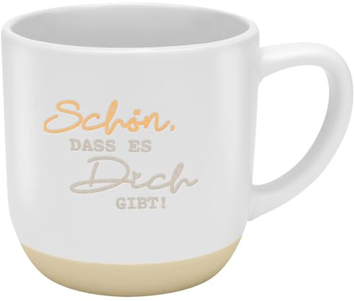 GRUSS & CO Tasse mit Garvur Schön,dass es dich gibt | Steinzeug, 40 cl, mehrfarbig | Geschenk Freunde, Geburtstag | 48987
