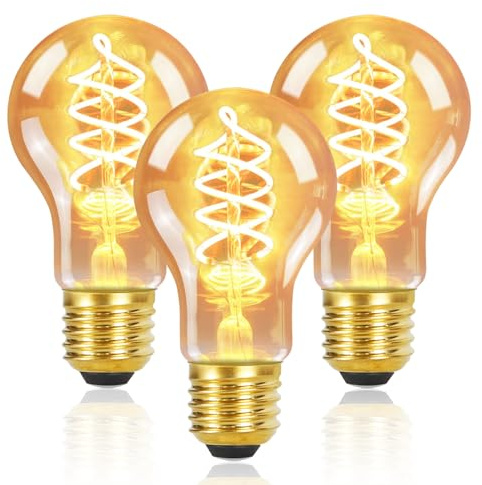 Kowanie E27 LED Warmweiss Glühbirne - 3er A60 Leuchtmittel Warmweiß Filament 2200K Edison Retro Glühlampe 4W Vintage Dekorative Birne Antike Energiesparlampe Nostalgie für Restaurant Haus Café