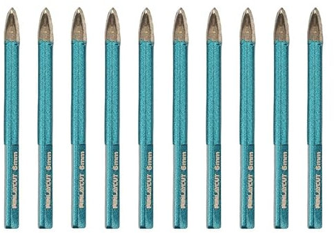 Wood Plastic Masonry Drill Bits - MINLAYCUT 10pcs 1/4(6mm) Carbide Drill Bits Tip Triangular Shank for Wood, Plastic, Masonry, Ceramic Tile, Concrete, Marble