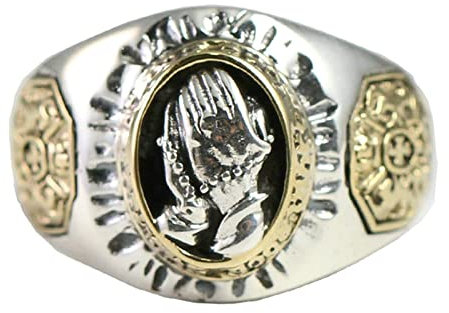 KnSam Ringe Sterling 925er Silber, Gebetshand Form Silberring Männer für Herren, Gothic Ring, Gr.52 (16.6), Echtsilber