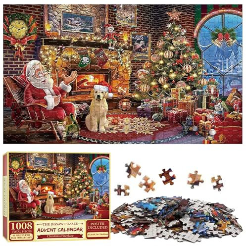 ARONRAVE Adventskalender Puzzles 2024, Puzzle Adventskalender Weihnachtsmann Countdown Kalender Puzzles Adventskalender 2024 Puzzle Countdown bis Weihnachten für Weihnachts Dekor Geschenke