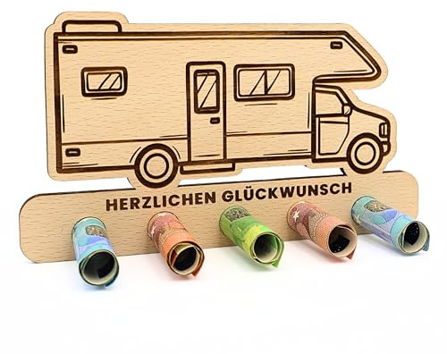 ZUKLA kleine Verpackung für Geldgeschenk Reise Geldgeschenk Camper - Geschenk für Camper Wohnmobil - Wohnwagen Spardose - Reisegutschein Geschenk Verpackung - Handmade