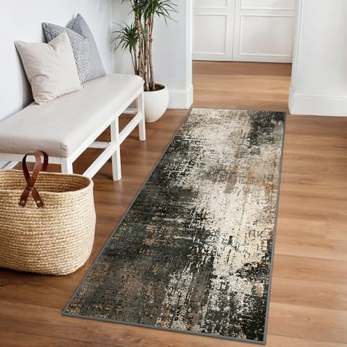 BEIMO Moderner Läufer Teppich 80x300 cm, Waschbar & rutschfest | Abstrakt Design, Kurzflor Klein Carpet, Rutschfest, Für Eingang, Flur und Bettvorleger Schlafzimmer, Pflegeleicht