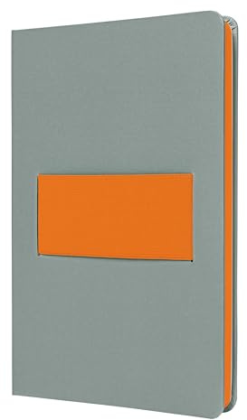 Sigel Linescape Notizbuch A5 kariert Hardcover mit Gummiband-Organiser | LS200, Hellgrau Neonorange mit nachhaltigem Papier und 176 Seiten