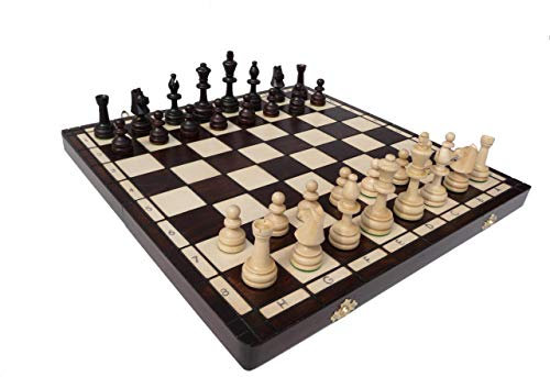 Abio Schachspiel Olympic Gross 42x42cm Holz Schachbrett Hochwertig Klappbare Brettspiele Schach Spiel Reisespiele Set Spiele für Erwachsene Chess Board Olympic Gross 122