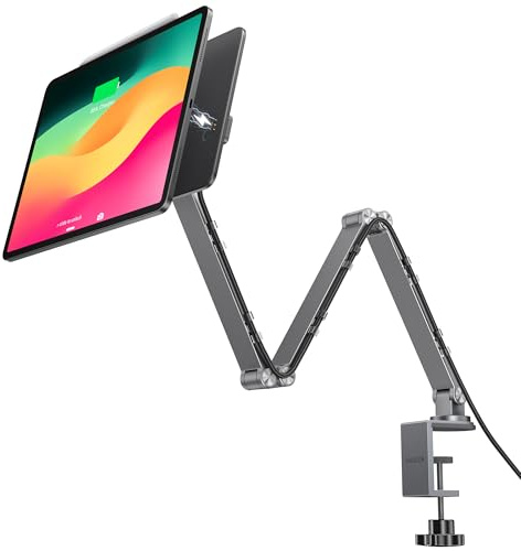 LULULOOK Magnetisch Halterung für iPad Air 11'' M3(2025)/M2, Aluminium Faltbar iPad Pro Ständer für Pro 11'' 1st/2nd/3rd/4th, Air 4th/5th,18W Aufladen Tablet Halter Tisch mit USB C Kabel