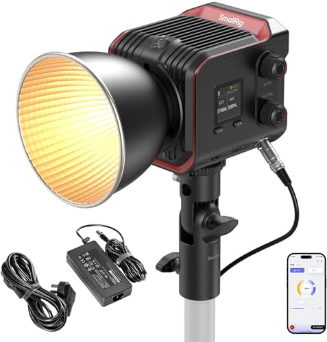 SMALLRIG RC 100B COB Videoleuchte, Tragbares Zweifarbiges Dauerlicht mit 2700-6500K, 100W, 20100 Lux, Studioleuchte, APP-Steuerung, High CRI 97+ Spotlight für Fotografie und Video, Pro Version - 5142