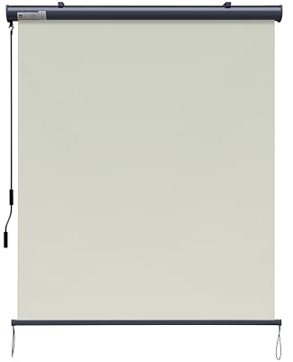 Canopée Store Vertical Rétractable avec Coffre, Store Enrouleur Exterieur avec Manivelle pour Balcon, Terrase, Brise Vue pour Jardin, Beige, 2,5 x 1,4 m (H x L)