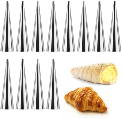 Cannoli Moulds Tubes, 12 Pcs Cream Horn Molds Non Stick Stainless Steel Cannoli Cream Roll Forms Moulds for Baking Pastry