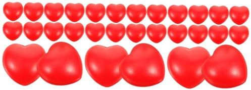 MILISTEN 30 Stück Teiliges Rote Herz Stressbälle aus Elastischem Schaumstoff Mini für Fördert Stressabbau und Handmotorik Bunte Stress Bälle für Schule und Party