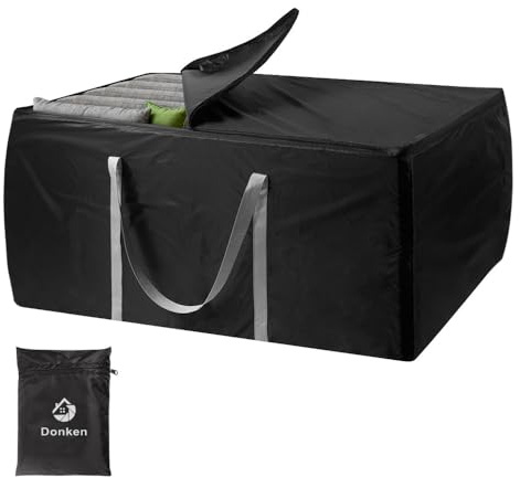 Donken Aufbewahrungstasche Gartenauflagen 600L | Wasserdicht & UV-beständig 420D-Oxford Gartenpolster Tasche mit Reißverschluss für Polster, Kissen & Weihnachtsbaum
