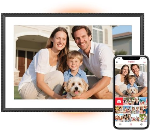 Bestrip Digitaler Bilderrahmen FRAMEO WLAN 32GB - 10,1 Zoll IPS LCD-Touchscreen mit Farbwechsel-LED-Hintergrundbeleuchtung, Smart Cloud-Fotorahmen, Fotos/Videos per Frameo App teilen