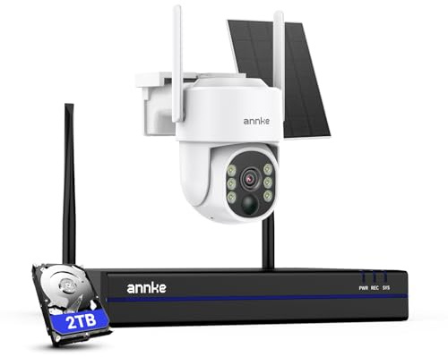 ANNKE 4MP Wireless Security Camera System, 16CH 4K NVR CCTV Camera System with 2TB HDD, 1PCS Solar Security Camera Outdoor, 360° Surveillance, Color Night Vision, 2-Way Audio, 2.4/5 GHz WiFi
