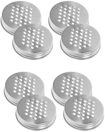 Flaroey 8 Pezzi 70 mm Coperchio per Grattugia in Metallo per Barattolo Vetro, Coperchio per Trituratore per Barattolo Vetro, Barattoli di Vetro Larghi in Acciaio Inossidabile con Coperchi