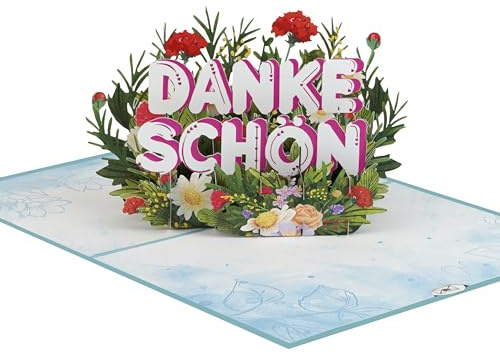 3D Pop Up Karte Dankeschön, Dankeskarte mit Blumen (Verabschiedung von KollegInnen, Muttertag, Erzieherin, Lehrerin, Vielen Dank für alles Karte, du bist die beste