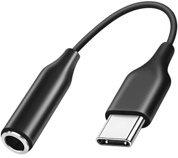 iwui Adaptador USB C a Jack 3.5 mm, Cable Audio Tipo C con Chip DAC Hi-Res | Soporta Micrófono y Control de Volumen, Compatible con iPhone 15, Samsung S23/S22/S21, iPad Pro, Pixel, Huawei, Mac (Negro)