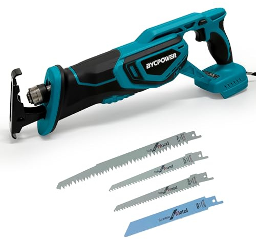 Sega a sciabola a batteria compatibile con Makita LXT-18 V batteria (senza batteria), motore brushless, altezza di sollevamento 22 mm, max. 3500 RPM, con 4 lame per sega a sciabola per legno e metallo