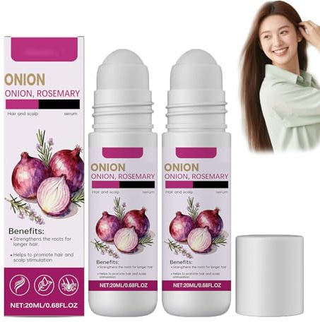 Haarserum-Roll-On Mit Zwiebel Und Rosmarin, Rosmarin-Zwiebel-Haarserum, Rotes ZwiebelöL-Spray, Rosm/arin-Haar/serum-öL-Roll-On, FüR Volleres Haar, Anti-Haarausfall-Serum FüR Alle Haartypen (2 PCS)