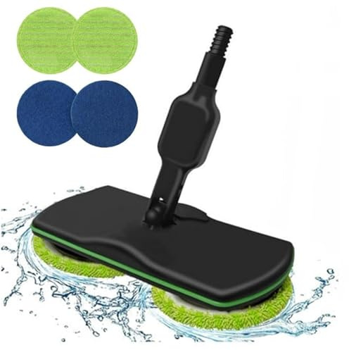 Limpiador eléctrico de pisos, mopa giratoria inalámbrica, limpiador de suelos duros y pulidor con almohadillas de microfibra para una limpieza eficaz en laminado, madera y azulejos