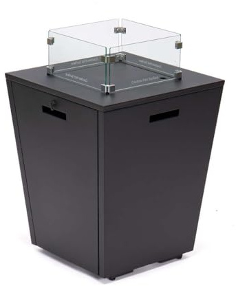 Feuerschale Palermo I Gas Feuerstelle mit Glas – Outdoor Feuertisch für Garten & Terrasse, Propan Feuerkorb wetterfest, Moderne Feuerstelle
