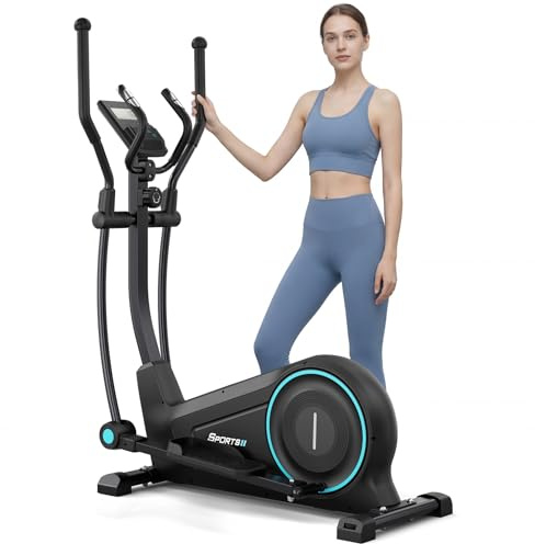 Dripex Bicicleta Elíptica para Casa, Silenciosa con Resistencia Magnética de 16 Niveles, Soporta 120 kg, Monitor LCD, Entrenamiento de Cardio y Cuerpo Completo